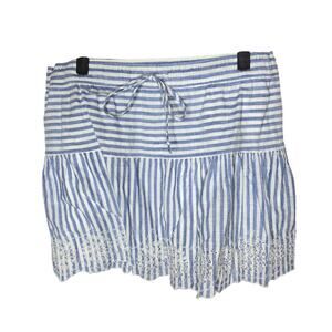 Vineyard Vines 100% Cotton Yacht Blue White Stripe Eyelet Mini Skirt Size Medium